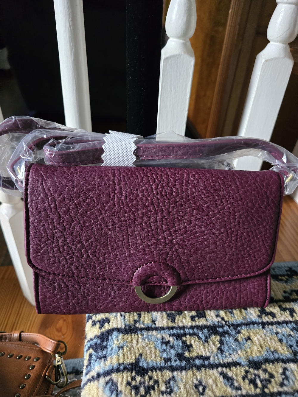 Ampere Creations Women’s Pebbled Crossbody Bag in Plum